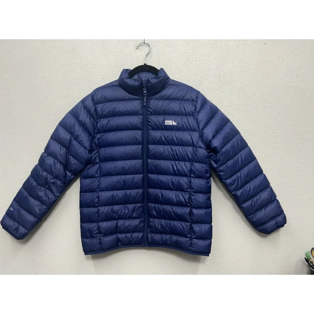 Eddie Bauer CirrusLite 650 Down Filled Puffer Jacket Boys XL 14-16 Blue Pockets